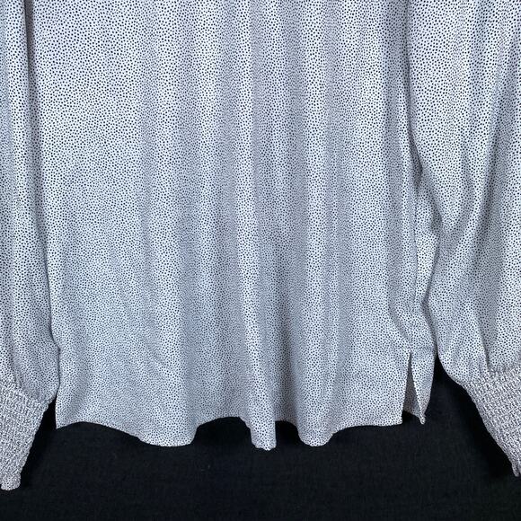 Maison d' Amelie Womens Blouse White Black Spotted Ruffle Balloon Sleeve Paris M - Picture 3 of 14